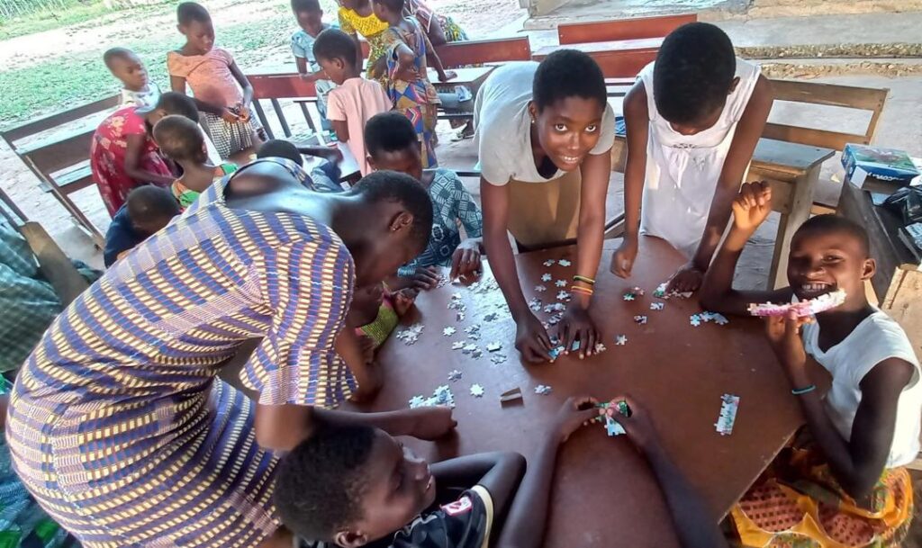 Volunteers with the kids